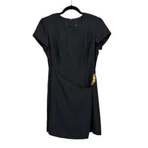 Vintage Datiani Mini Dress 12 Petite Black Cap Sleeve Cocktail Sheath Party USA